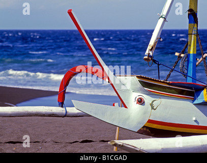 Outrigger boat 0705 Klungkung Bali Indonesia Stock Photo