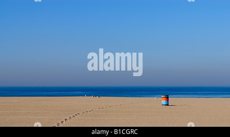 Early morning view of Santa Monica Bay from a deserted beach. Stock Photo