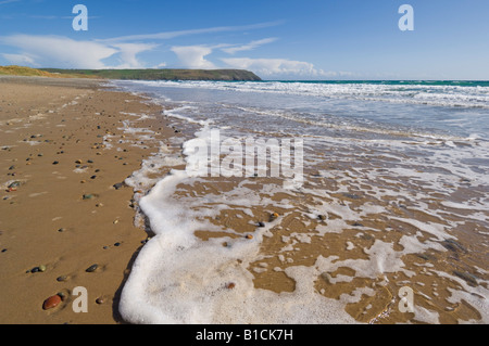 Incoming tide on Porth Neigwl Hells mouth beach near Llanengan Abersoch LLyn Peninsula Gwynedd North Wales UK GB EU Europe Stock Photo