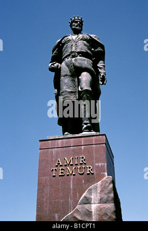 May 28, 2006 - Statue of Timur bin Taraghay Barlas (1336-1405), better known as Tamerlane, at White Palace in Uzbek Shakhriabaz. Stock Photo