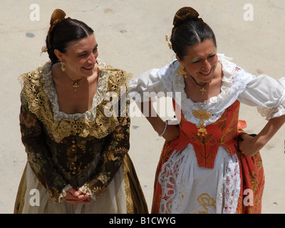 two woman in a traditional costume Stock Photo