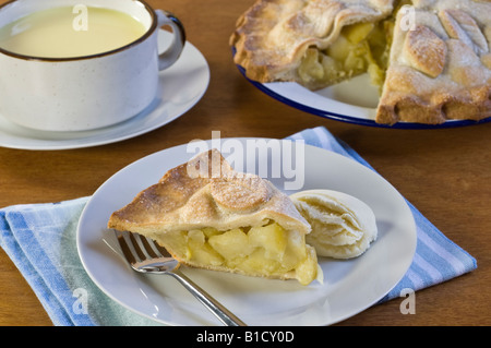 Apple pie and ice cream Dessert Food Stock Photo