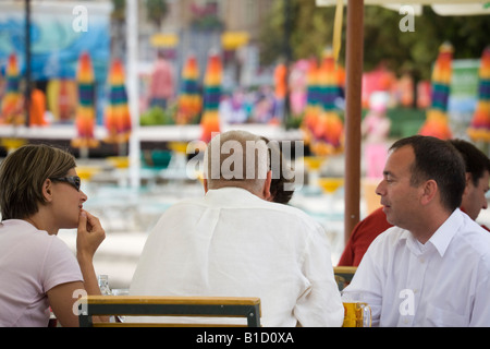 Istria Croatia Europe. People sitting talking whilst dining in an outdoor cafe Stock Photo
