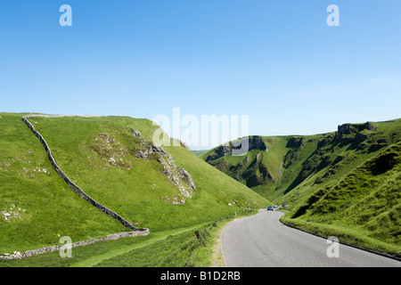 Country Road at Winnats Pass near Castleton, Peak District, Derbyshire, England, United Kingdom Stock Photo