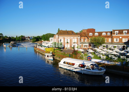 The Compleat Angler Restaurant and River Thames, Marlow, Buckinghamshire, England, United Kingdom Stock Photo