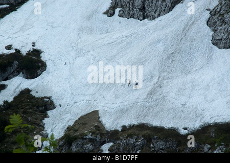 the snowfield at the base of north face of the 'Jof di Montasio' mount Stock Photo