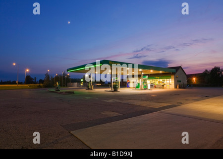BP petrol station at night in the UK Stock Photo
