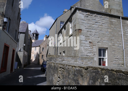 A street in Lerwick, the capital of the Shetland Islands. Stock Photo