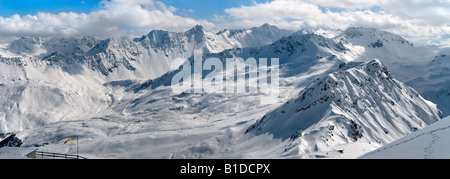 Panoramic winter landscape in Arosa, Switzerland Stock Photo