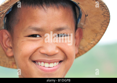 A young happy Thai boy in Sangkhlaburi in western Thailand Stock Photo