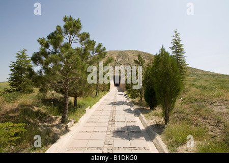 The mound of King Midas Tomb at the capital of ancient Phyrgia, Gordion, Yassihoyuk, Turkey Stock Photo