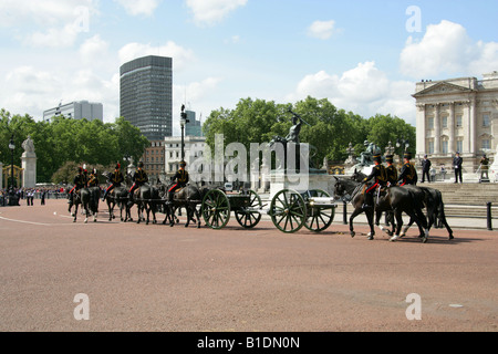 The King's Troop, Royal Horse Artillery, Parading Past Buckingham Palace, Part of the Trooping the Colour Ceremony, London 2008 Stock Photo