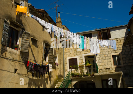 Clothes hanging to dry in grad the old town of Split Croatia Europe Stock Photo