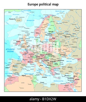 Europe political map Stock Photo