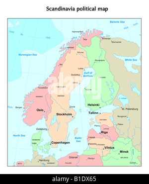 Scandinavia political map Stock Photo