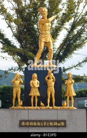 Gold Peace Statue, Nagasaki Atomic Bomb Museum. Japan Stock Photo