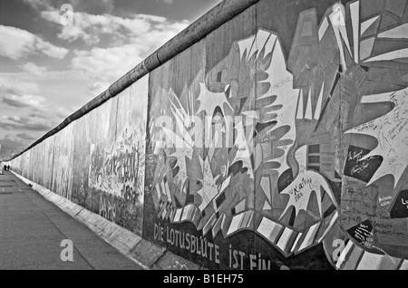 Remains of the Berlin Wall at East Side Gallery Mühlenstrasse Berlin Germany April 2008 Stock Photo