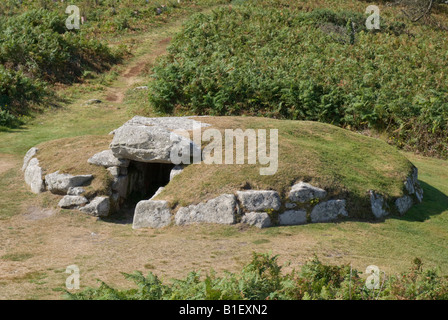 Innisidgen Upper Burial chamber, St. Mary's, Isles of Scilly Stock Photo