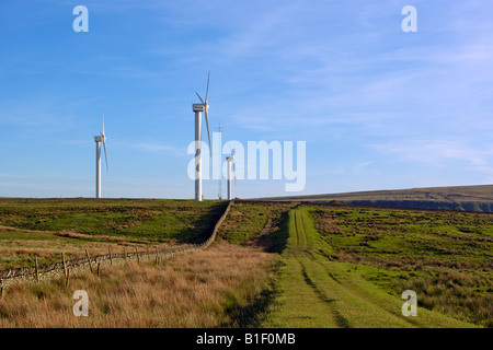 Wind Turbines at Coal Clough Windfarm, Burnley, Lancashire, England. Stock Photo