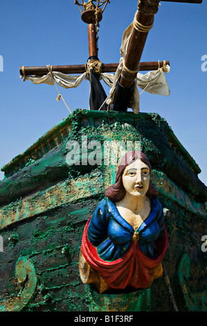 Figurehead on ships bow Stock Photo