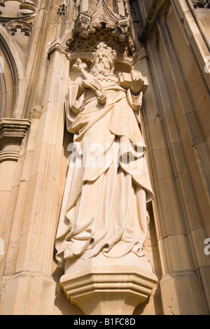 Statue of the main south entrance of Gloucester Cathedral England Stock Photo