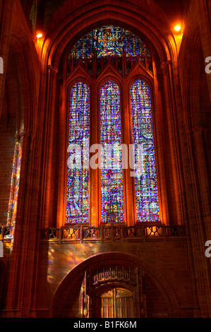 Stained glass window liverpool cathedral capital of culture 2008 Stock Photo