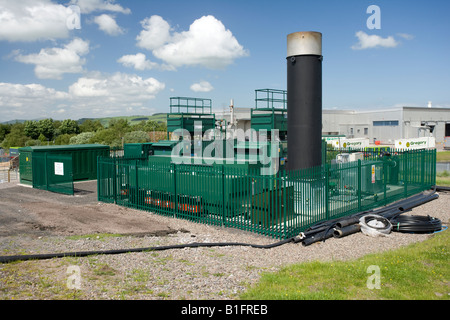 Enegy recovery from landfill site gas fueled power station Locharmoss near Dumfries Scotand UK Stock Photo
