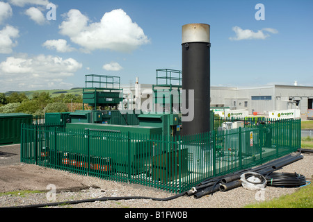 Enegy recovery from landfill site gas fueled power station Locharmoss near Dumfries Scotand UK Stock Photo