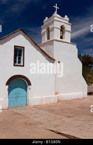 The Iglesia de San Pedro adobe church with mud roof in San Pedro de Atacama in northern Chile Stock Photo