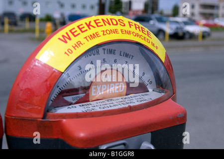 Close up of 'Time Expired' on a parking meter. Stock Photo