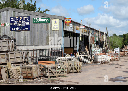 Reclamation yard full of old secondhand building material at Wells Somerset England Stock Photo