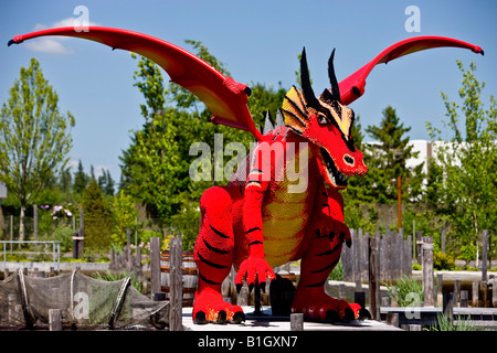 Giant dragon made from lego bricks Stock Photo