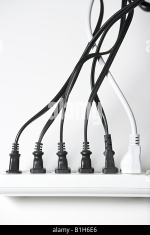 Electrical plugs in a extension cord Stock Photo