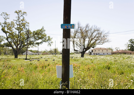 Handmade New Orleans sign in Lower Ninth Ward neighborhood. New Orleans, Louisiana. USA Stock Photo