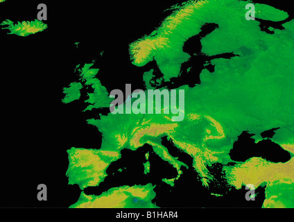 Digital Elevation map of Europe Earth from Space