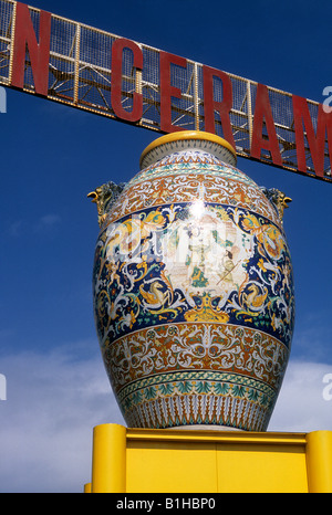 italy umbria deruta a huge pot outside a ceramic factory Stock Photo