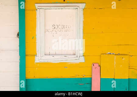 Painted wall Isla Mujeras Island of Women near Cancun Mexico Stock Photo