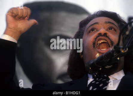 The Rev Al Sharpton speaking at a Dr, Martin Luther King jr  Day rally. Stock Photo