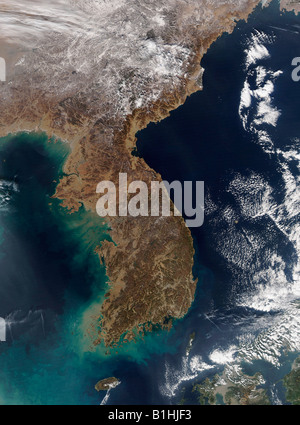 Satellite Image of Korea Stock Photo