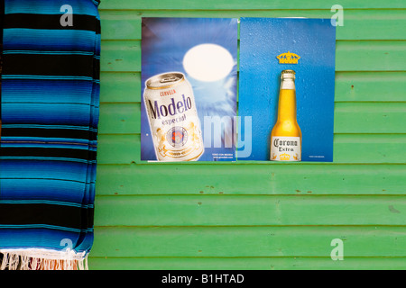 Painted wall Isla Mujeras Island of Women near Cancun Mexico Stock Photo