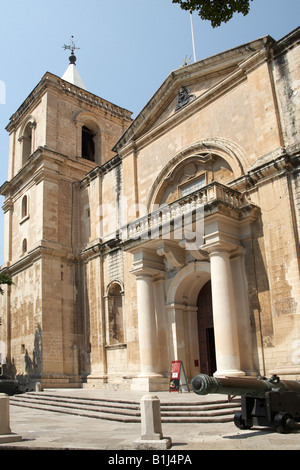 Exterior entrance of St Johns Co Cathedral in Valetta or Valletta Malta Stock Photo