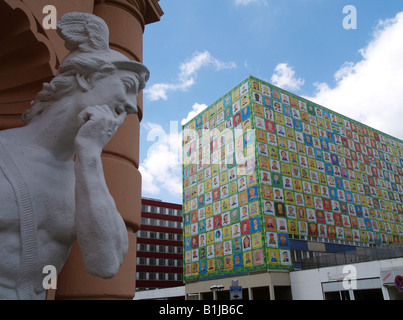 colourful painted facades, Germany, Saxony, Leipzig Stock Photo