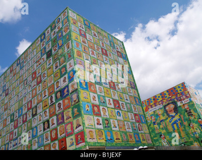 colourful painted facades, Germany, Saxony, Leipzig Stock Photo