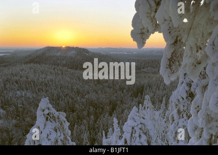 Sunrise at Koli national park, Finland Stock Photo