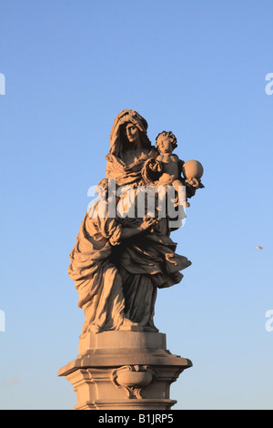 Saint Anne by Matej Jackel with the Infant Jesus  and Virgin Mary on the Charles Bridge in Prague, Czech Republic Stock Photo