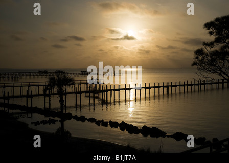 sunset over Apalachicola Bay from St George Island along North Florida s panhandle coast Stock Photo