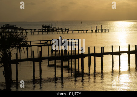 sunset over Apalachicola Bay from St George Island along North Florida s panhandle coast Stock Photo