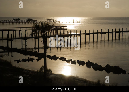 sunset over Apalachicola Bay from St George Island along North Florida s panhandle coast Stock Photo