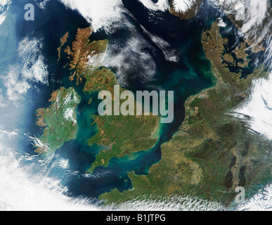 Satellite Image of The United Kingdom and The English Channel Stock Photo