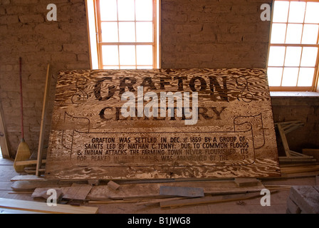 Grafton Cemetery sign,historic Grafton ghost town, near Zion National Park, Utah, USA. Stock Photo